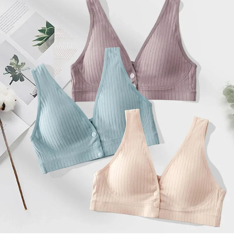 Pure Cotton Nursing Bra Women'S Breastfeeding Maternity Underwear Women Pregnancy plus Size Bralette Gather Crop Top Women