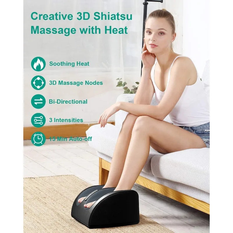 Shiatsu Foot Massager Machine with Heat, Foot and Calf Massager with Massage Roller, Promotes Blood Circulation, Gifts