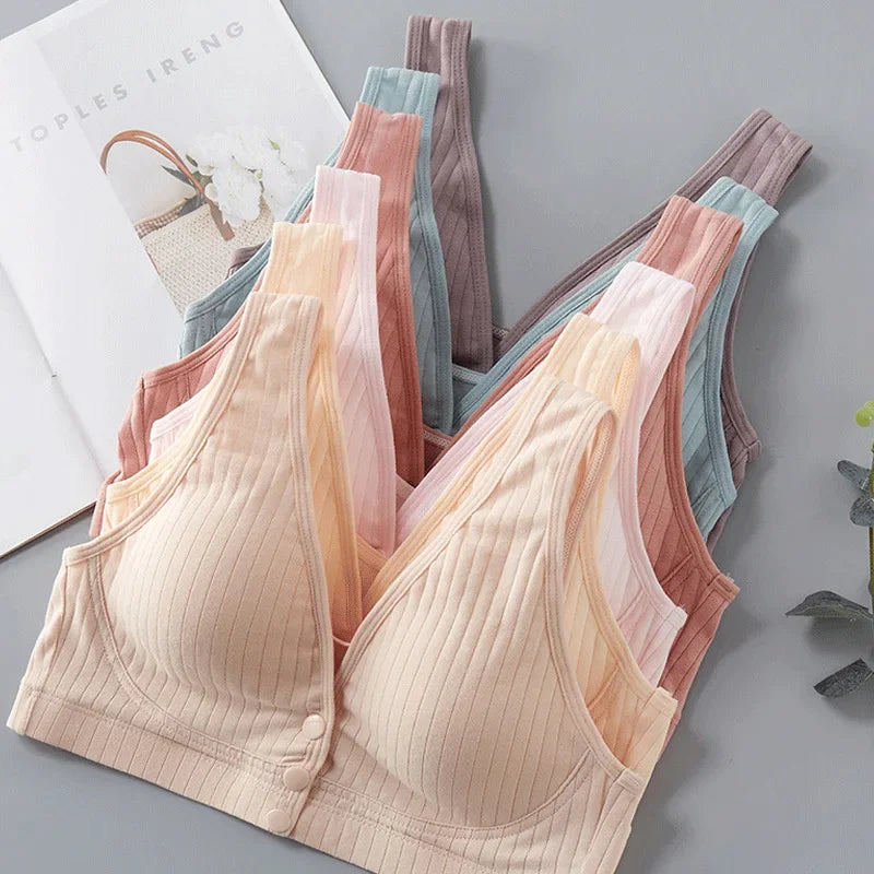 Pure Cotton Nursing Bra Women'S Breastfeeding Maternity Underwear Women Pregnancy plus Size Bralette Gather Crop Top Women